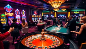 Players enjoying RR88's exciting casino experience at a vibrant roulette table.