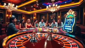 Découvrez l'excitation du meilleur casino en ligne avec des tables vibrantes, des jetons et des joueurs.