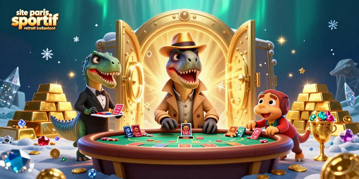 Visualisez les retraits instantanés sur le site paris sportif retrait instantané, où des personnages animés interagissent autour de la table de casino.